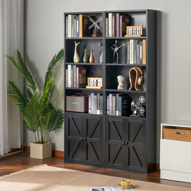 Gracie Oaks Walli 71.3"H,4tier Bookshelves and Bookcases with Door